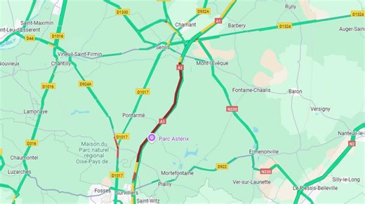 Accident sur l’A1: cinq véhicules impliqués, plus de 10 km de bouchons