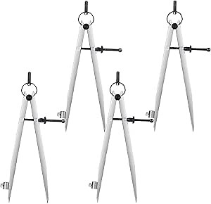 Kanayu 4 Pcs Leather Compass with Pencil Holder 8 Inch Geometry Compass Work Divider Drawing Tool Adjustable Lockable Wing Divider Calipers for Professional Woodworking Drafting