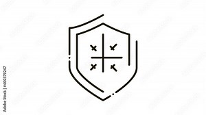 Shield Protection Icon Animation. black Shield Protection animated icon on white background