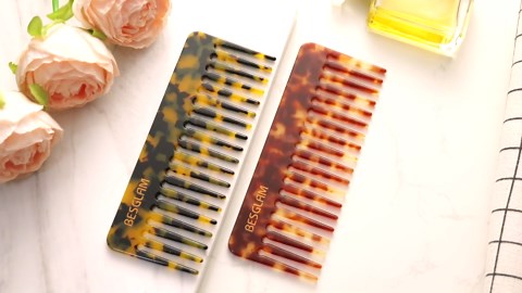 Wide Tooth Comb for Curls & Thick Hair - Large Detangling Comb for Women, 6 Inch Full-hand Length Acetate (Anti-Static), Wet/Dry Use, Reduces Breakage, (Tortoise)