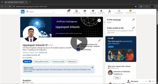 #fullstack #react #fastapi #supabase #ai #llm #buildinpublic | Uppalapati Srikanth