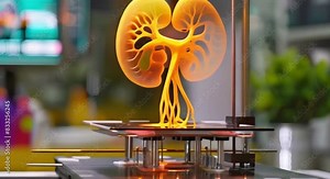 D Printing Technology Creates Human Kidney for Transplant. Concept 3D bioprinting, Organ transplantation, Medical technology, Innovation, Healthcare advancements