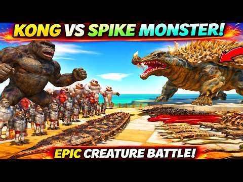 Kong vs Spike Monster! Mutant Apes vs Reptile Army | Animal Revolt Battle Simulator