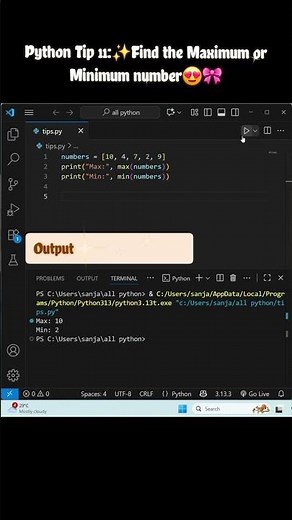 👉 Python Trick You Must Know 😍 | Find Max & Min in a List Easily!