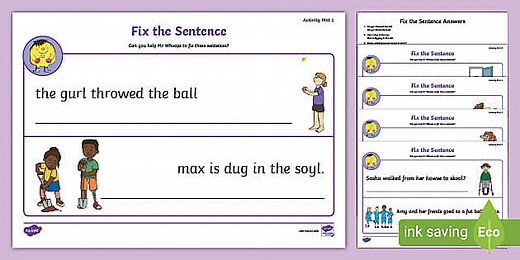 Fix the Sentence Worksheet Pack