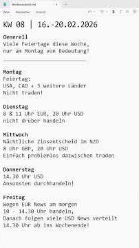 Zero One Trading | Wochenausblick KW08/26 #cfd #trading #wallstreet #forex #gold #bitcoin #president