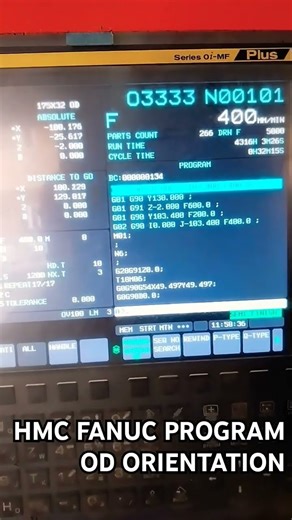 HMC FANUC PROGRAM OD ORIENTATION #hmc #cncshorts #hmcsetting #hmcshorts #hmc