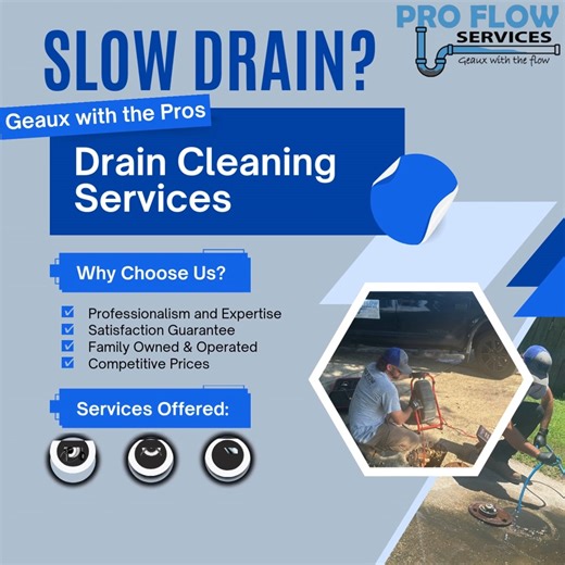 Pro Flow Services LLC on Instagram: "Looking for reliable and expert drain cleaning services? Here’s why Pro Flow Services LLC is the best choice: ✅ Family-Owned & Operated – We treat every customer like part of the family. ✅ Comprehensive Services – From drain cleaning to water jetting, and camera inspections, we handle it all! ✅ Honest & Transparent – No hidden fees, just fair pricing and honest recommendations. We’re here to ensure your plumbing runs smoothly with no surprises. Contact us now