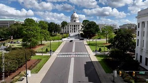 state capital in montgomery alabama aerial over the capital building