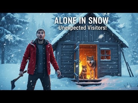 Alone in a Frozen Forest ❄️ | Snow Survival, Cabin Build, Wolf & Pup Help (ASMR No Talking)