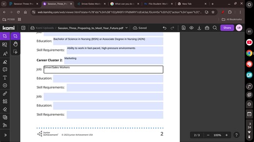 The image shows a form related to career clusters. Under "Caree... | Filo