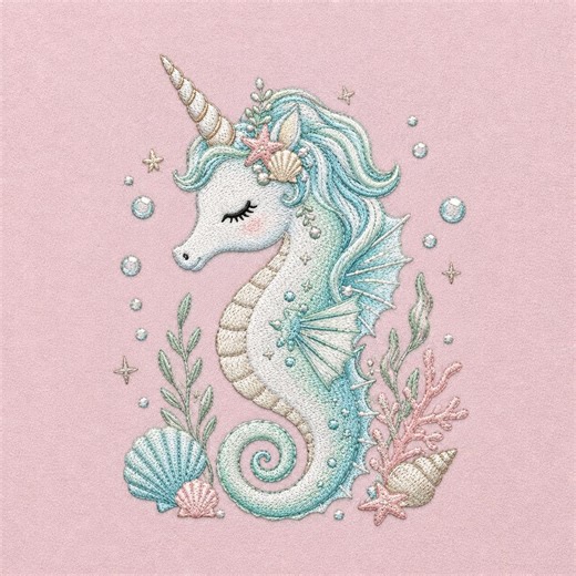 Mermaid Seahorse Unicorn Embroidery Pattern Ocean Fantasy Needlework Pastel Artwork Design - Etsy