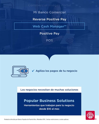 ¡Realiza pagos de nómina y a suplidores de manera ágil a través de Web Cash Manager℠! Esta herramienta te permite hacer pagos online 24/7 a cuentas en cualquier institución financiera en PR y EE.UU. | Popular