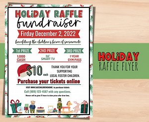 Holiday Raffle Flyer Editable Template. Fundraiser Flyer for Church, Sports, School, and Community Events. Christmas Raffle Printable. - Etsy