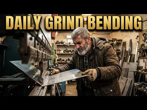 Angry Operator Doing Daily Routine Sheet Metal Bending on Abkant Press Brake