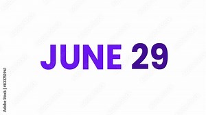 29th June calendar icon animation. Alpha matte with transparent background 4K resolution.