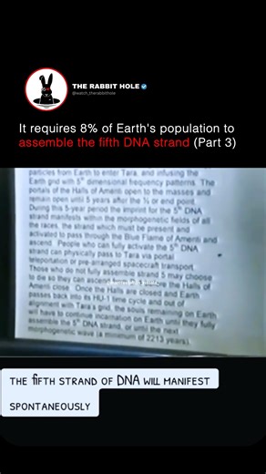 111K views · 2.7K reactions | It requires 8% of Earth's population to assemble the fifth DNA strand (Part 3) | The Rabbit Hole | Facebook