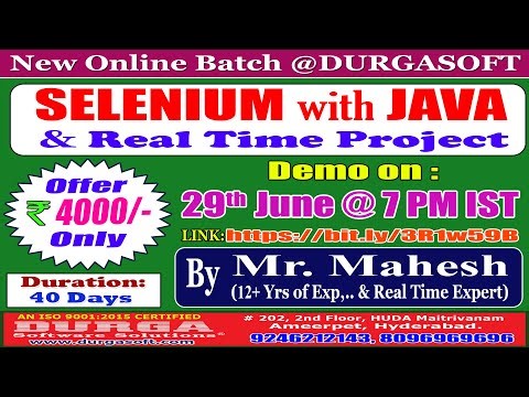 SELENIUM with JAVA Online Training @ DURGASOFT
