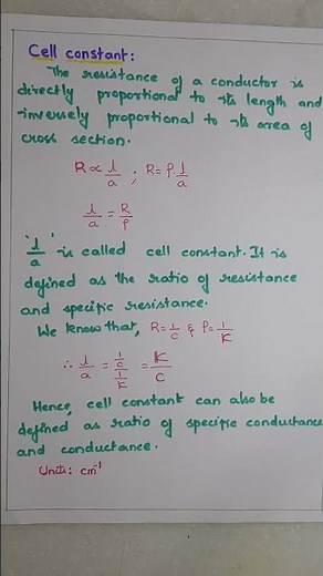 #Cell constant#Electrochemistry||B.Sc second year||Semester IV