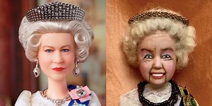 Artist creates a “wrinkles and all” doll of the Queen using a remodelled Barbie