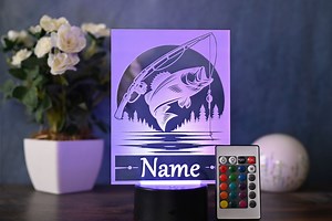 Angler Gift Ideas - LED Lamp, Personalised Fish Decoration - Etsy Australia