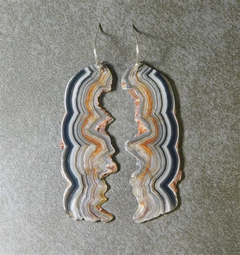 Laguna Lace Agate Earrings, Laguna Lace Agate and Sterling Silver Slab Earrings, Slab Earrings - Etsy