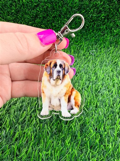 St. Bernard Dog Keychain - Etsy