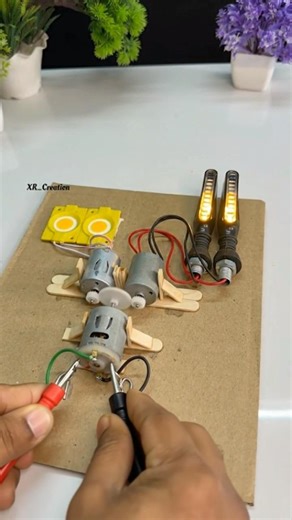 High Power 12V Motor Spins Dual Generator ⚡ Crazy DIY Electricity Experiment! #shorts #dcmotor #diy