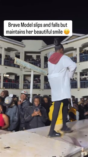 University Vibes Kenya on Instagram: "Moment to remember and take encouragement from a brave lady model who fell on stage at the Karatina University Freshers night party. Despite falling, she picks herself up and continues with what she knows best, modeling, while maintaining a big beautiful smile. Kudos to the lady tag number 5 #karatinauniversity #universityvibeske #kenyattauniversity #jkuat #ku #usiu"