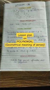 Lesson plan on Polynomials | Geometrical meaning of zeros of Polynomial #shorts #maths #lessonplan