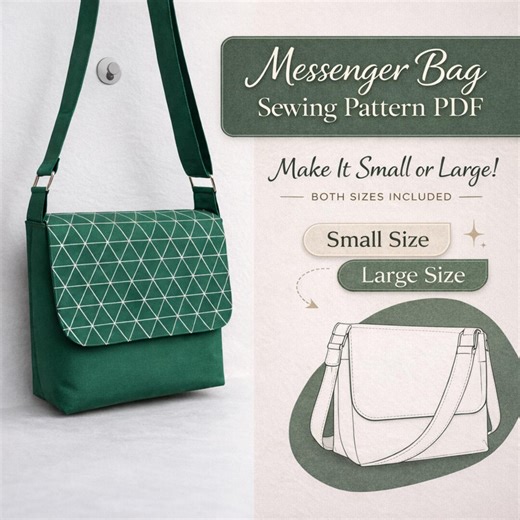 Messenger Bag Sewing Pattern PDF | Beginner Crossbody Bag Pattern With Adjustable Strap | Small & Large Sizes - Etsy