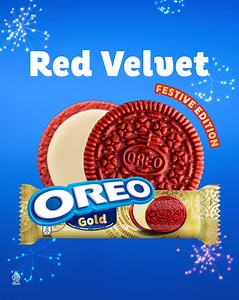 Celebrate this festive season with OREO Gold Red Velvet! A limited-edition dessert with a twist worth sharing #OREODesserts #GoldenCelebrations | OREO