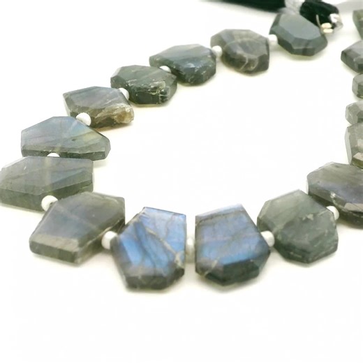 Fire Labradorite Faceted Slice Beads – 12–18mm Freeform Geometric Gemstones With Blue Flash – 17 Beads in Strand - Etsy
