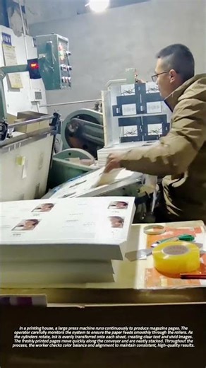 Magazine Page Production on an Industrial Printing Press Machine in Operation