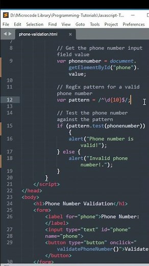 Phone Number Validation Made Easy with JavaScript RegEx | #shorts #viral