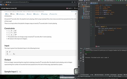 Atcoder abc 281 ABCDE 复出之战 惨遭atcoder和leetcode双重羞辱，破防下播！