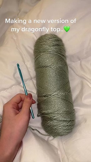 Different version of my dragonfly top💚 what do we think?? #crochet #crochetersoftiktok #crochettiktok #crochettok #crochettop #yarn #yarntok #fyp