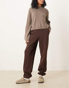 ASOS DESIGN Tall ultimate cuffed brushback sweatpants in chocolate | ASOS