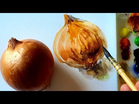 Simple way to paint an Onion in 8 minutes| watercolor, Detailed Guide