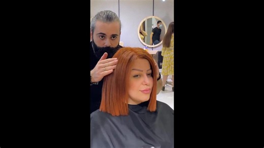 Styling short copper hair with finger combing technique producing soft polished look