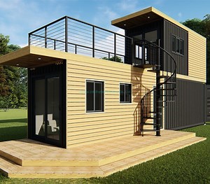 [Hot Item] Wooden Cladding Prefab Portable Steel Structure Container House for Two Bedrooms.