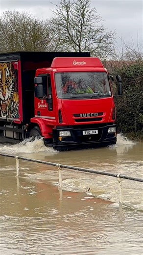 Iveco has a paddle #ford #flood #splash #waves #sendit #river #entertainment #noway #ohno #crazy #education #fun #satisfying #fyp #fbreels #fb | Vehicles Vs Water