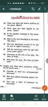 Alternative English||Question paper 2025||Question models for Exam 2026||Chse class