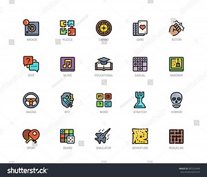 Video Game Genres Vector Icons Set Stock Vector (Royalty Free) 687222499 | Shutterstock