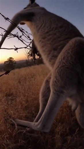 Bodycam: A Kangaroo Was Tangled in a Wire Fence at Dusk and Couldn't Get Free 🦘
