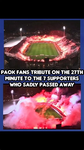 Greek side PAOK played their first home game since the tragic loss of seven of their supporters who died while travelling to watch them play in France last week on the 27th of January. In the 27th minute with PAOK winning 4-1, the match was paused when PAOK fans lit up the Toumba Stadium with red flares to pay tribute to the 7 fans who sadly lost their lives. RIP. 🤍🖤 #PAOK #PAOKfamily #paokfc #greece | Proper Football