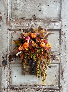 Orange Pumpkin Door Basket, Fall Entry Way Basket, Autumn Door Hanger, Thanksgiving Basket for Door, Fall Farmhouse Front Door Basket - Etsy