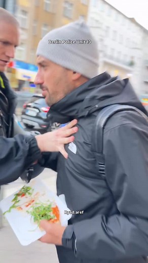 131K views · 3.4K reactions | Berlin 05.11.2025 A moment from Berlin today… A police officer pushes a protester back, then the tension turns into a brief talk and an elbow handshake 欄 An unexpected scene worth watching! | Ryad Aref | Facebook