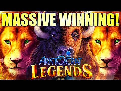 ★MASSIVE WINNING!★ INCREDIBLE!! ARISTOCRAT LEGENDS Slot Machine (BUFFALO, 50 LIONS, TIMBERWOLF)