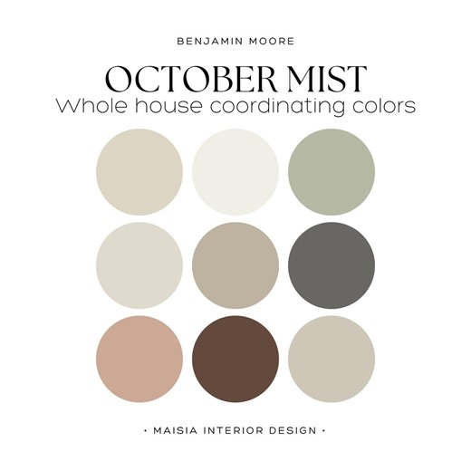 OCTOBER MIST Benjamin Moore Color Palette Coordinating Color Palette Paint Color Home Whole House Paint Palette White Dove Color - Etsy UK